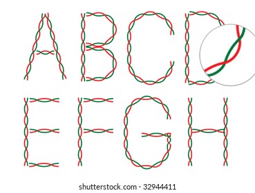 English alphabets made by electric wire. A to H