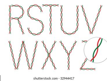 English alphabets made by electric wire. R to Z
