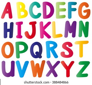 English alphabets in many colors illustration