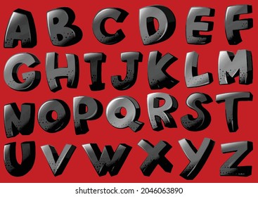 Englisches Alphabet in mehreren Farben
