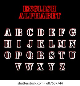 English alphabet,The letter  Red neon glow alphabet 