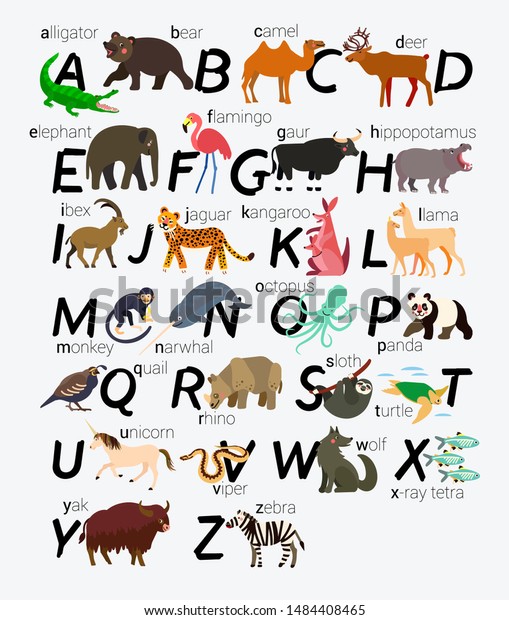 English Animal Alphabet Vector Illustration Stock Vector (Royalty Free ...