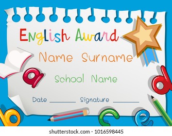 English award template on blue background illustration