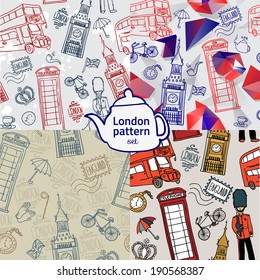 english background, doodle icon london seamless pattern