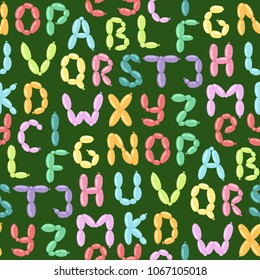 English balloon colorful alphabet vector holidays party abc and education ozone type greeting helium cartoon festive decoration illustration seamless pattern background.