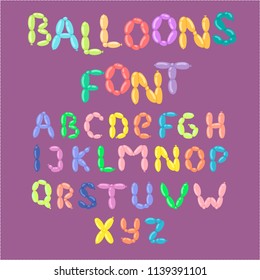 English balloon colorful alphabet vector holidays party abc and education ozone type greeting helium cartoon festive decoration illustration.