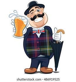 English beer drinker. Vector illustration