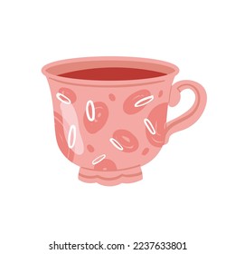 English beverage tea pot. Coffee serving mug, ceremony teacup vector illustration