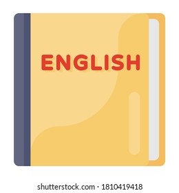 Libro en inglés, vector plano editable 