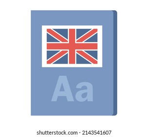 English Book Icon. Learn Foreign Language. Textbook With Flag Of England. Education Concept. Vector Flat Illustration