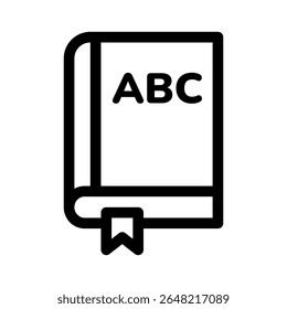 English book line icon. School Subjects. Simple vector symbol used for school, travel, or education themes. Clean linear design, Thin stroke design, isolated on white.