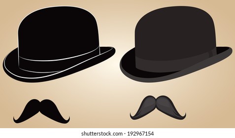 English Bowler Hat And Moustache For A Real Gentleman