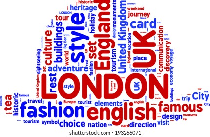 english bowler shaped vector tag cloud