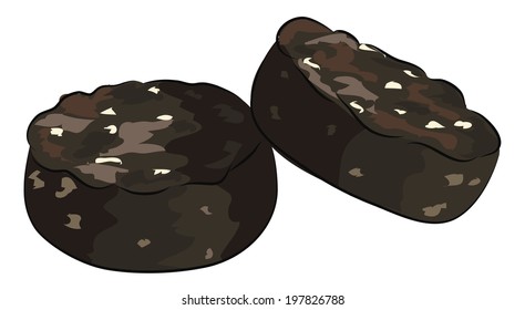 English Breakfast -  Black Pudding Isolated On White