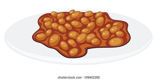 English Breakfast -  Cooked Beans isolated on white