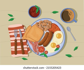 english breakfast food top view 
