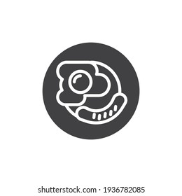 English breakfast plate vector icon. filled flat sign for mobile concept and web design. Breakfast with fried eggs and sausage glyph icon. Symbol, logo illustration. Vector graphics