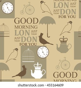 english breakfast retro seamless vector pattern