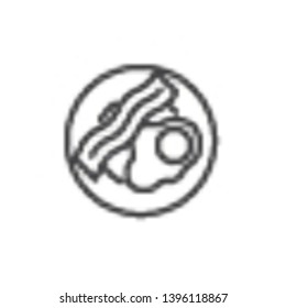 English breakfast top view line icon. linear style sign for mobile concept and web design. Plate with Fried bacon and eggs outline vector icon. Symbol, logo illustration. Pixel perfect vector graphics