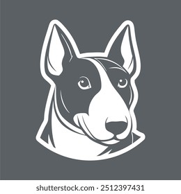 English Bull terrier dog head profile. Animal portrait sticker design