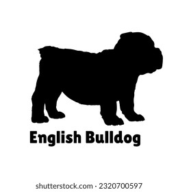  English Bulldog Dog puppies silhouette. Baby dog silhouette. Puppy