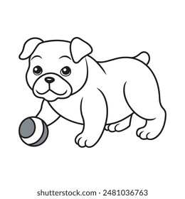 an english bulldog engaged with a toy, great for illustrating playful behavior and pet toys.