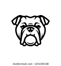 English bulldog face - isolated outlined vector illustration