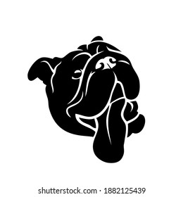 English bulldog face - isolated outlined vector illustration