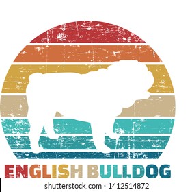 English Bulldog silhouette vintage and retro