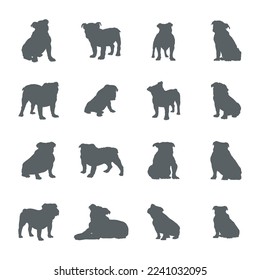 English bulldog silhouettes, English bulldog vector. svg