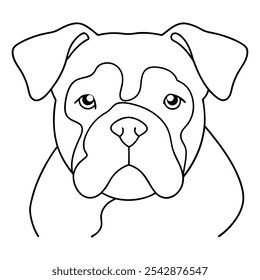 English Bulldog vector Dog portrait. Continuous single line drawing vector art on white background.