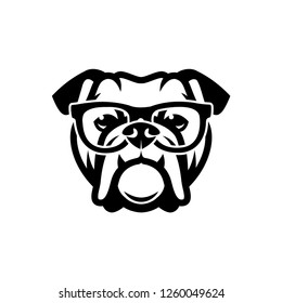 English bulldog wearing eyeglasses - isolated outlined vector illustration - Vector