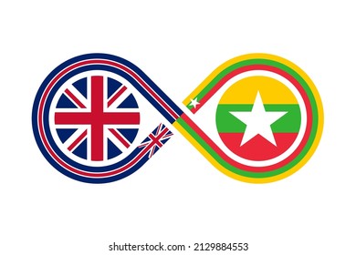 english and burmese language translation icon. vector illustration isolated on white background