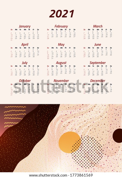 영어 달력 2021년 주는 일요일부터 시작한다 스톡 벡터로열티 프리 1773861569 Shutterstock