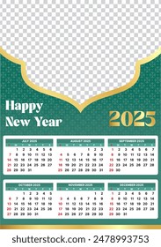 English calendar 2025 year with 6 months template design