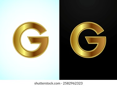 English capital letter G in gold color. Graphic alphabet symbol for corporate business identity
