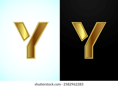 English capital letter Y in gold color. Graphic alphabet symbol for corporate business identity