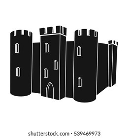 English castle icon in black style isolated on white background. England country symbol stock vector illustration.