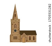 English church on white background. Vector illustration. 