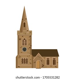 English church on white background. Vector illustration. 