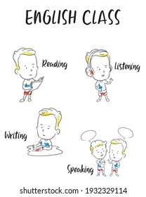 English class with four skill vector illustration