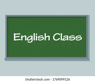 English class sign on green board vector illustation