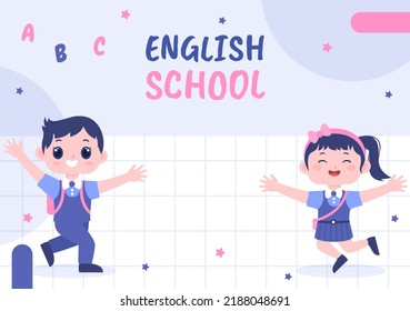 English Class Template Background Hand Drawn Cartoon Flat Illustration