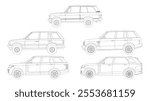 English Classic Luxury SUV Vector Speed Icon Modern Retro Off road 4x4 Sport Utility Vehicle 