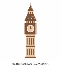 English clock tower. symbol of England. Illustration on white background