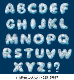English cloud font for design. Vector set