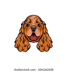 English cocker spaniel head. Vector illustration isolated on white background.
