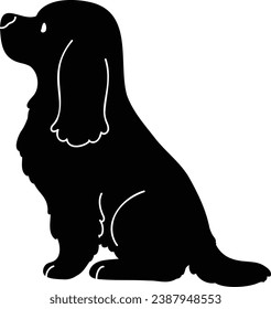 English Cocker Spaniel Sitting in Silhouette with details