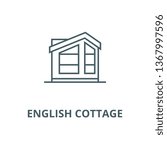 English cottage line icon, vector. English cottage outline sign, concept symbol, flat illustration