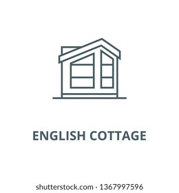 English cottage line icon, vector. English cottage outline sign, concept symbol, flat illustration
